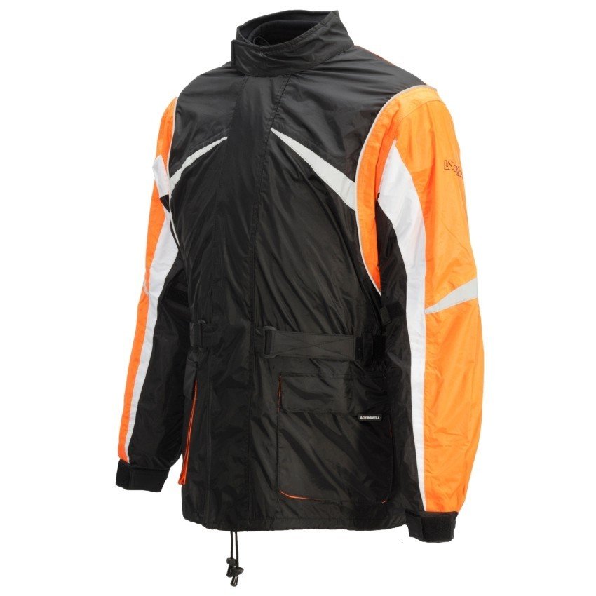 Prodloužená bunda do deště LOOKWELL Hiker (černo/bílo/oranžová) L